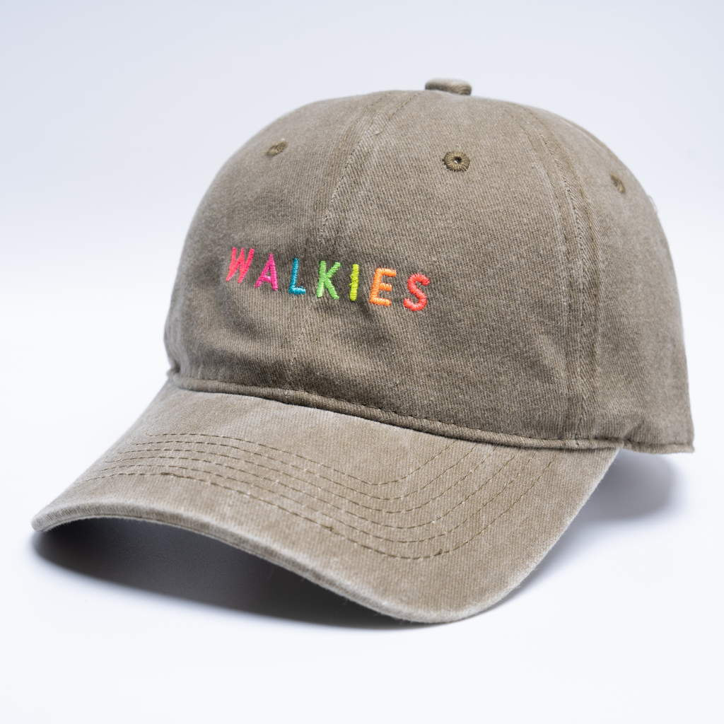 Khaki WALKIES embroidered washed cotton cap, neutral unisex cap