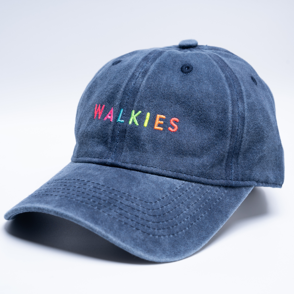 Navy WALKIES embroidered washed cotton cap, unisex casual cap