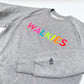 WALKIES slogan sweatshirt | Grey with Neon Rainbow Embroidery